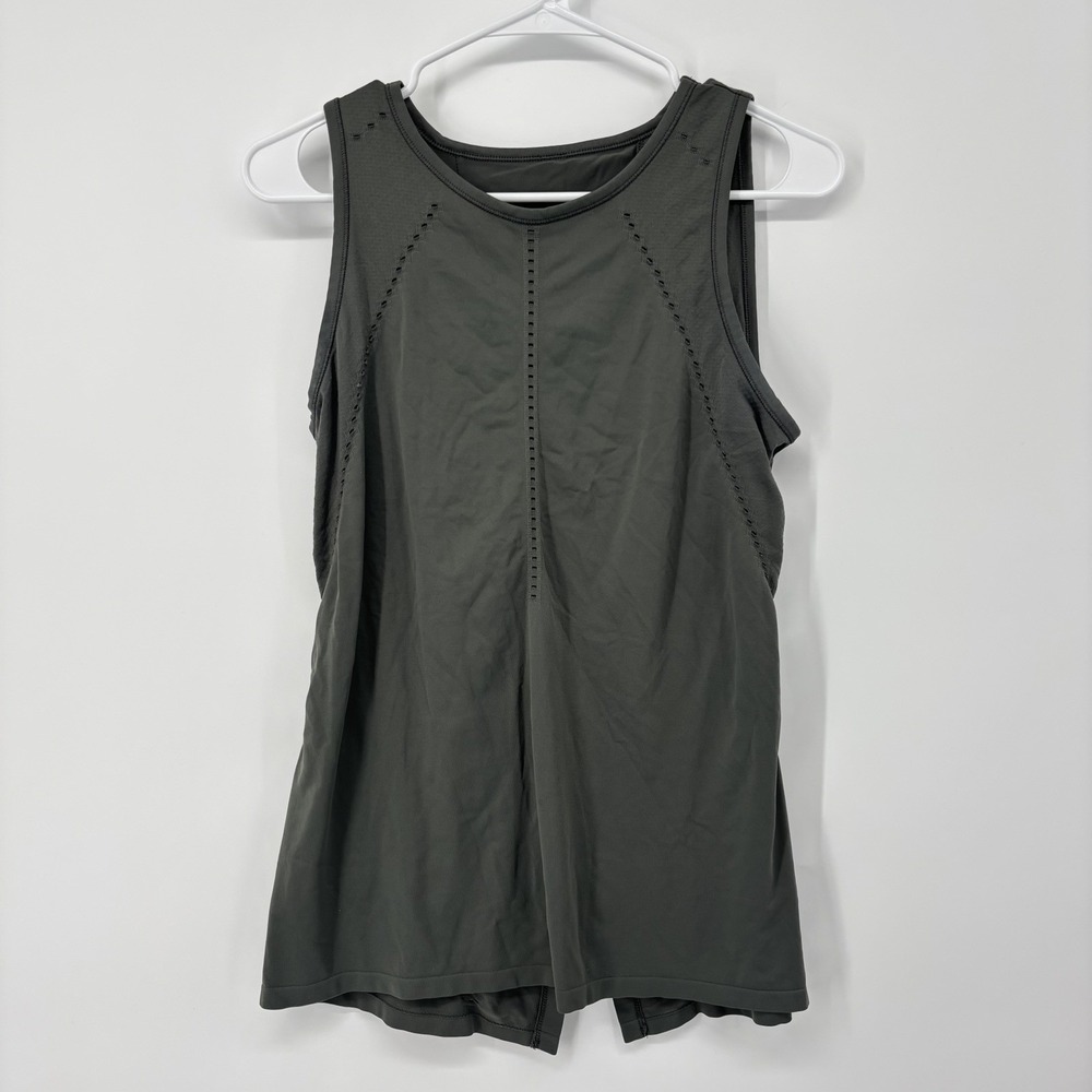 Athleta Foothill Seamless Split Back Tank‎ Top Olive Green Size Small/Medium